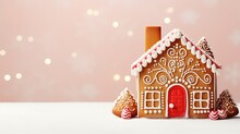 Gingerbread House, Christmas Background. Created With Generative Ai Technology.