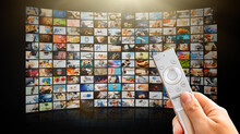 Multimedia Video Concept On Media Wall, TV Stream