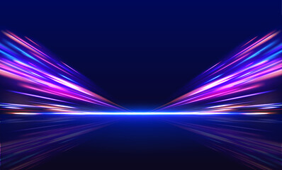 Wall Mural - panoramic high speed technology concept, light abstract background. image of speed motion on the roa