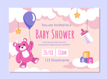Baby Shower Pink Invitation Template