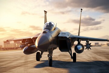 Wall Mural - fighter jet on runway.