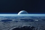 Fototapeta Przestrzenne - Earth rising over the Moon
