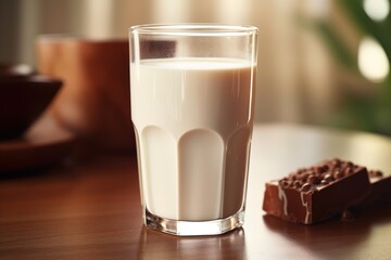 Canvas Print - glass of milk with chocolate.