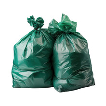 Green Garbage Bags Isolated Over A Transparent Background