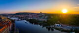Fototapeta Miasto - Aerial view of Prague, a capital city of the Czech Republic, is bisected by the Vltava River, Europe