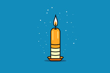 Doodle Inspired Hanukkah Candle, Cartoon Sticker, Sketch, Vector, Illustration