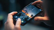 © redflower - Close-up of a man's hand scrolling through a smartphone