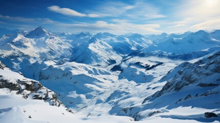 Sticker - View from Mt. Titlis in the Swiss Alps in winter. Mount Titlis is a mountain, located on the border between the Swiss Cantons of Obwalden and Bern