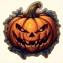 Vector Icon Of A Scary Halloween Pumpkin 