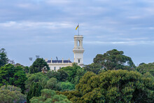 View Of Gardens Surrounding The Government House In Melbourne, Australia. Located In The Kings Domain Park.