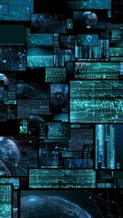 Wall Mural - Technology digital data grid. Vertical time lapse in 9:16 ratio. Smartphone and social media ready.