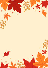 Background Material Designed With Autumn Leaves And Nuts