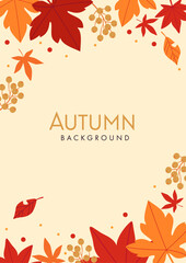 Wall Mural - background material designed with autumn leaves and nuts