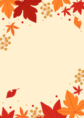 Wall Mural - background material designed with autumn leaves and nuts