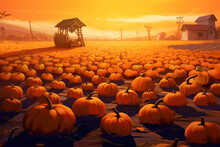 Generative AI.
Horror Background, Spooky Pumpkin Patch