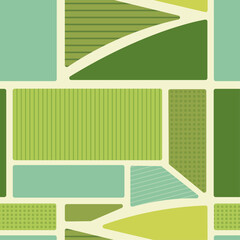 Wall Mural - Abstract green field seamless vector pattern. Contemporary, modern, flat graphic style illustration. Agricultural repeat background design. 