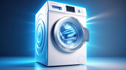 Wall Mural - Modern washing machine with laundry, product presentation