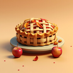 Canvas Print - 3d illustration of apple pie shape