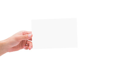 Canvas Print - Digital png photo of hand holding white paper with copy space on transparent background