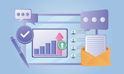 Assignments , analyzing data concept.on blue background.Vector Design Illustration.