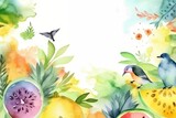 Fototapeta Motyle - summer watercolour background