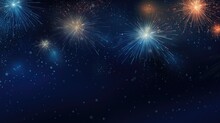 Fireworks In Night Sky, Explosion. Web Banner With Copy Space. Generative AI