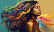 A Dynamic Illustration Of A Girl With Colorful Hair In Motion Creating Using Generative AI Tools