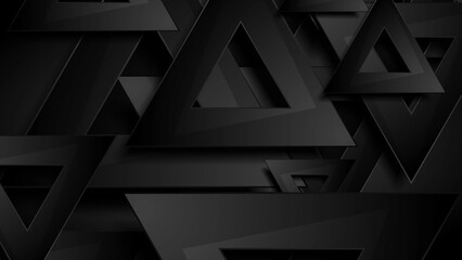 Wall Mural - Black triangles abstract tech geometric background
