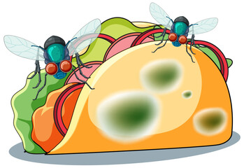 Sticker - Taco food decomposing with fly and mold