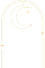 Poster - Oriental Linear Window Frame with Crescent Moon and Star 