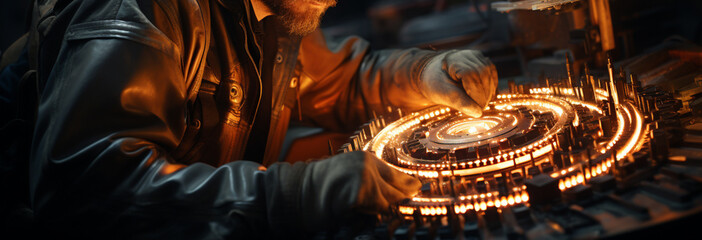 Wall Mural - Engineer welding in factory. Generative Ai