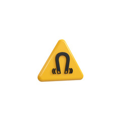 Alert or Warning signs 3d rendering of alert isolated on a transparent background 
