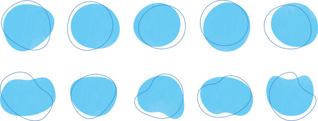 Wall Mural - かわいい抽象的なゆるゆるフレーム　水・雫・雨・青フレーム　　Set of cute abstract shapes.Vector loose frame.　vector water frame set.