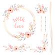 © elinka_art - Floral Frame Collection. Set of cute retro flowers arranged un a shape of the wreath for invitations and birthday cards