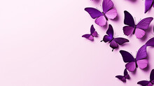 Purple Butterflies On Light Purple Background.
Modified Generative AI Image.
