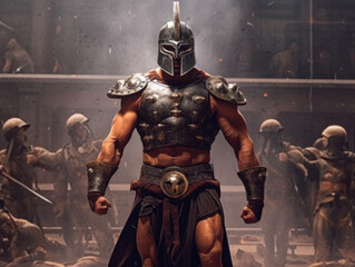 gladiator in armor. digital art. generative ai.