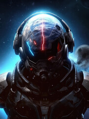 Wall Mural - Astronaut of the future, wearing a helmet. Digital art. Generative ai.