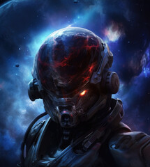 Wall Mural - Astronaut of the future, wearing a helmet. Digital art. Generative ai.