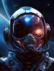 Wall Mural - Astronaut of the future, wearing a helmet. Digital art. Generative ai.