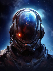 Wall Mural - Astronaut of the future, wearing a helmet. Digital art. Generative ai.