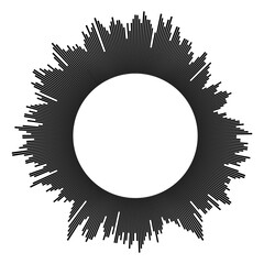 Wall Mural - radial concentric black particles isolated on white background. infographic template. monochrome equ