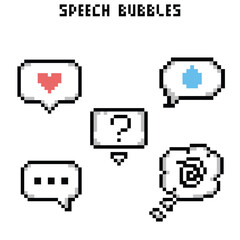 Wall Mural - his is Speech bubbles icon in pixel art with simple color and white background this item good for presentations,stickers, icons, t shirt design,game asset,logo and your project.