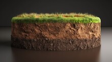 Earth Land Soil Layers 3D Illustration Round Soil Ground Cross section Float Landscape fantasy Floating Island.