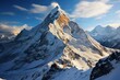 Everest mountain in beautiful cinematic light, snowy mountains. Amazing landscape made with Generative AI