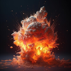 Canvas Print - Explosion flame background,created with generative ai tecnology.