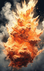 Canvas Print - Explosion flame background,created with generative ai tecnology.