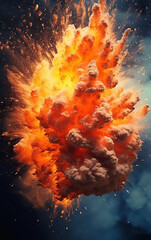 Canvas Print - Explosion flame background,created with generative ai tecnology.