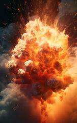 Canvas Print - Explosion flame background,created with generative ai tecnology.