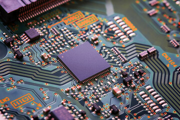 Sticker - Electronic circuit board close up.	