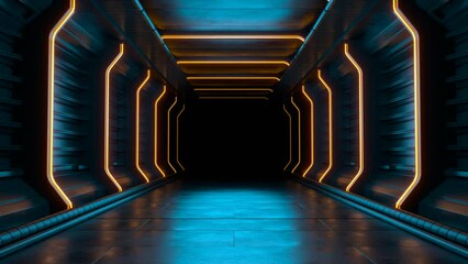 Looping video of Modern Futuristic Sci-Fi Background, Empty dark room